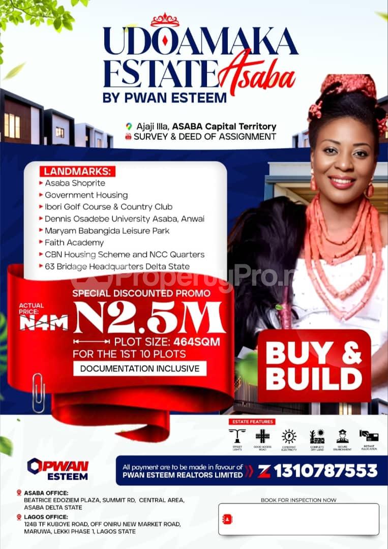 Land for sale ?? Asaba Shoprite ?? Government Housing ?? Ibori Golf Course & Country Club ?? Dennis Osadebe University Asaba Anwai. Asaba Delta