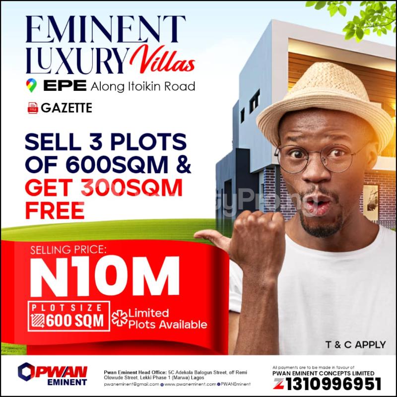 Land for sale Along Itoikin Road, Epe Lagos