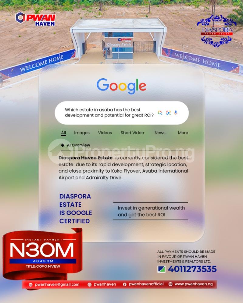 Land for sale Just Minutes From Koka Flyover, Admiralty Drive & The Asaba International Airport. Asaba Delta