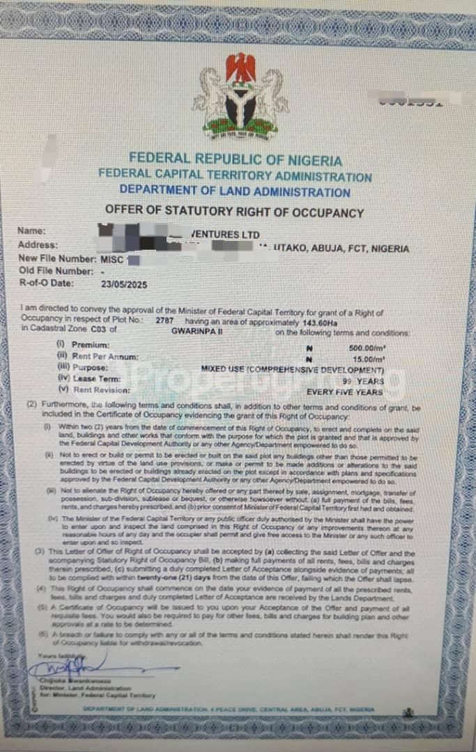 Land for sale Gwarinpa Abuja