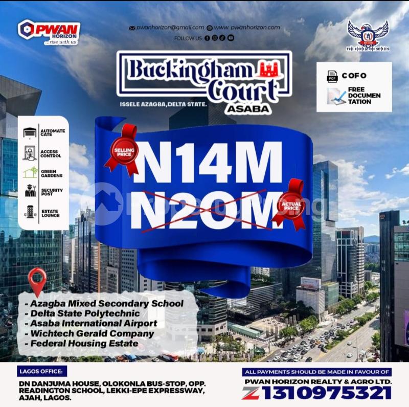 Land for sale Asaba International Airport, Delta State Polytechnic And Federal Housing Estate Asaba Delta