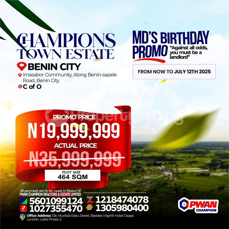 Land for sale Benson Idahosa University. ?rubber Reaserch Institute Of Nigeria. Benin Sapele Bye Pass. ?bellsima Hotel Sapele Road Central Edo