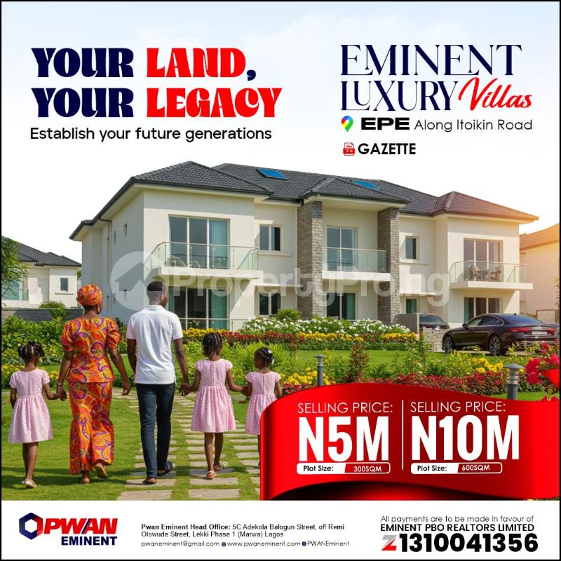 Land for sale Along Itokin Road Epe Lagos