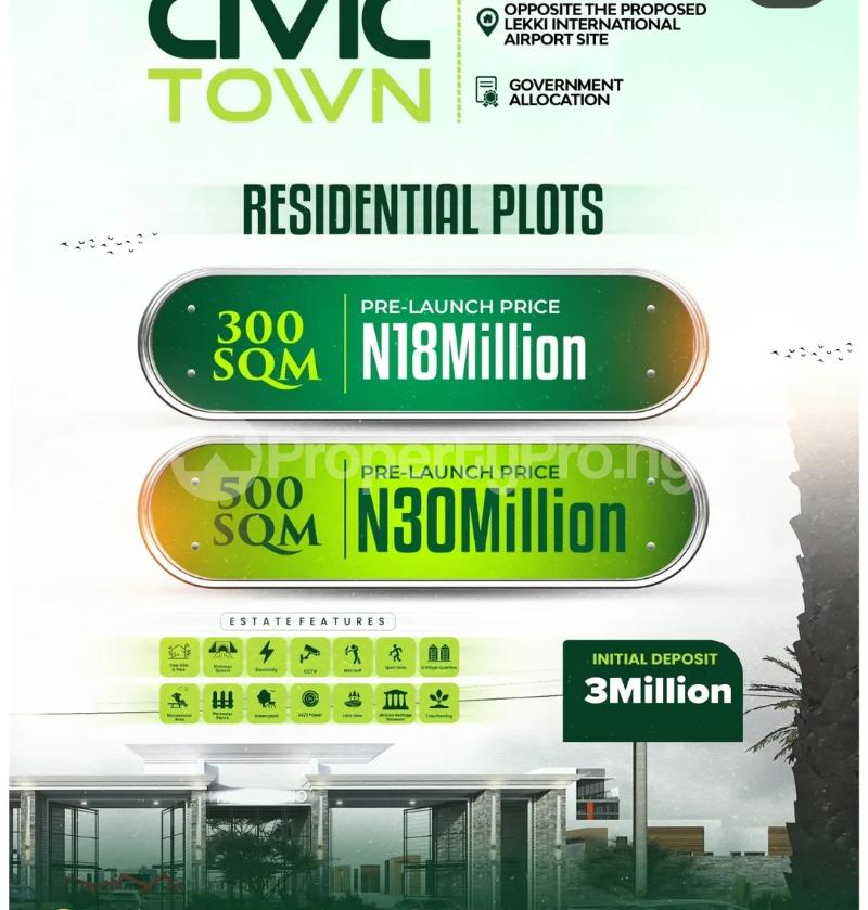 Land for sale Opposite The Civic Town/proposed Lekki International Airport Site Free Trade Zone Ibeju-Lekki Lagos