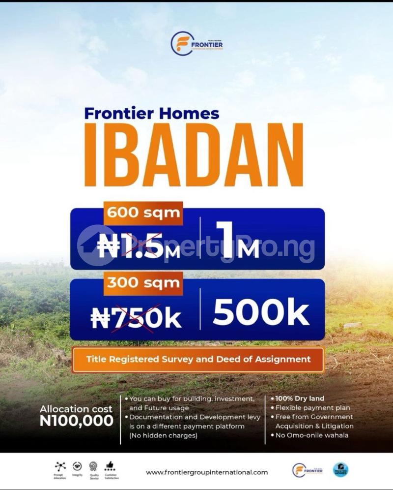 Land for sale Frontier Homes Estate, Beside Ilaji Sport Resort, Akanran, Ibadan Oyo