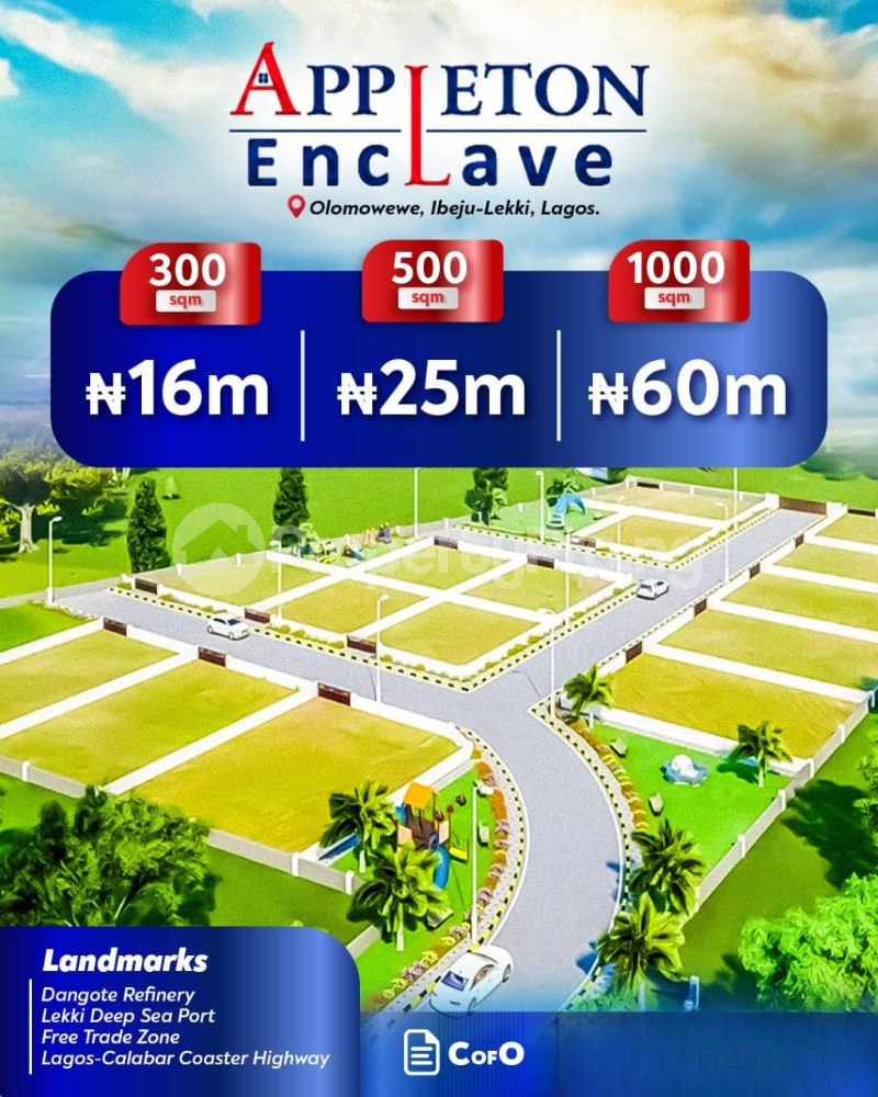 Land for sale Olomowewe/ Appleton Enclave/ Lagos Calabar Coastal Highway Free Trade Zone Ibeju-Lekki Lagos