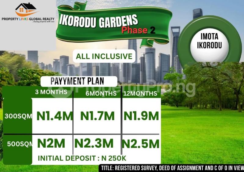 Land for sale Ikorodu Garden Phase2 Close To Imota Rice Mill * ?? New Nysc Orientation Camp * ?? Lagos State Housing Estate * ?? Caleb University * ?? Lucky Fibre Industry * ?? Rccg New Redemption Camp Imota Ikorodu Lagos