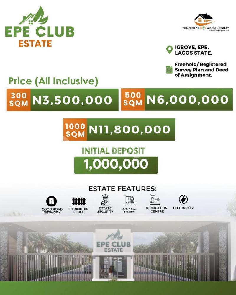 Land for sale Epe Club Estate Close To Lekki Seaport And International Airport With Lekki Free Trade Zone And Dangote Refinery Epe Road Epe Lagos