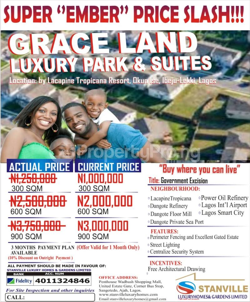 Land for sale Grace Land Okun Ise LaCampaigne Tropicana Ibeju-Lekki Lagos