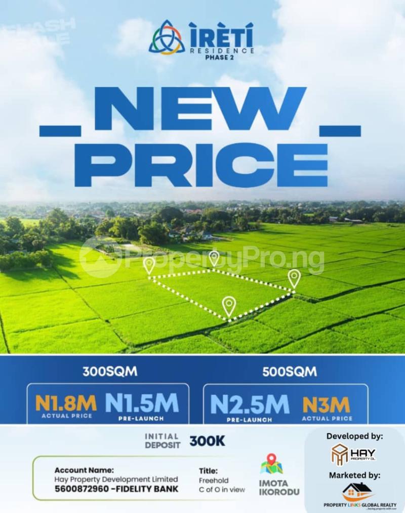 Land for sale Ireti Residencies Phase 2 Close To Caleb University And Top Notch Education Imota Ikorodu Lagos