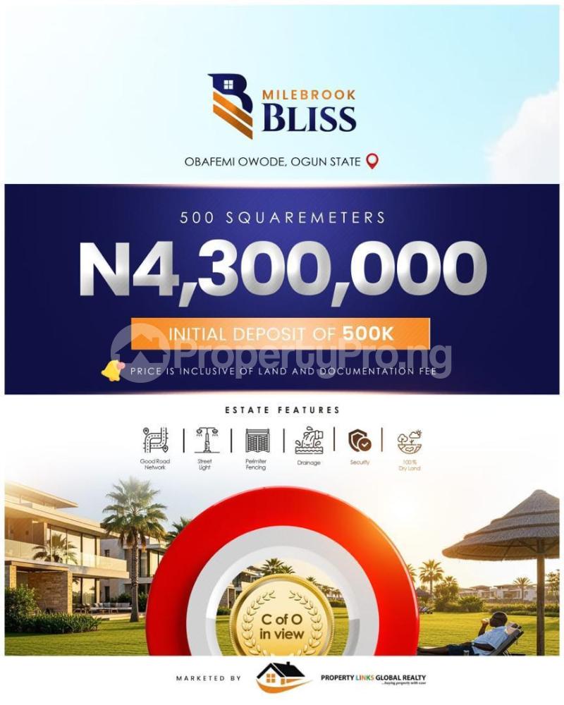 Land for sale Milebrook Bliss Estate In Obafemi Owode Ajebo Obafemi Owode Ogun