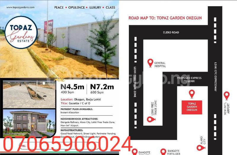 Land for sale 8 Minutes Drive From The Proposed Lekki International Airport Ikegun Ibeju-Lekki Lagos