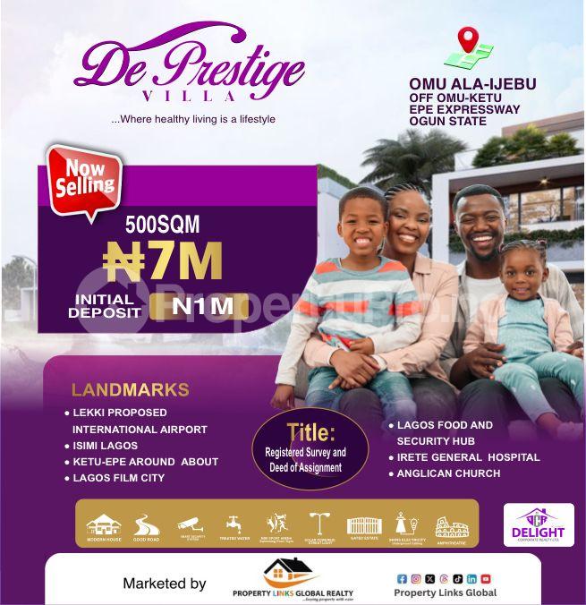 Land for sale De Prestige Villa Estate Close To Lagos Food And Logistics Hub With Lagos Film City And Epe Resort Ijebu Ode Ijebu Ode Ogun