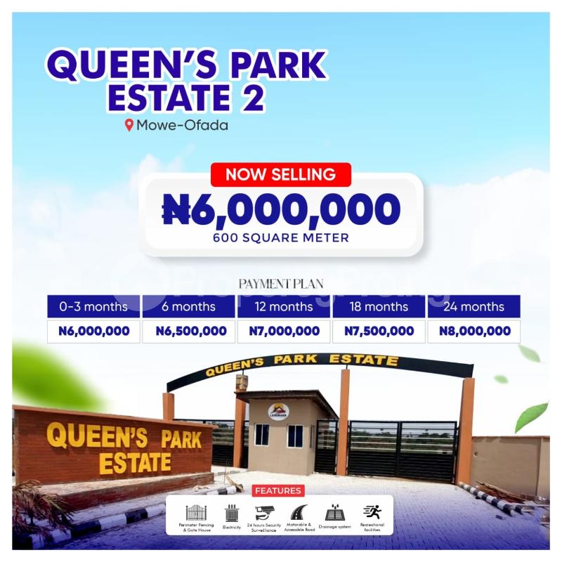 Land for sale Queens Park Estate Mowe Ofada Ogun State Sagamu Sagamu Ogun - 0