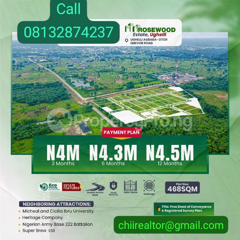 Land for sale Ughelli Agbara Otor Emevor Road/ Rosewood Estate/warri, Warri Delta