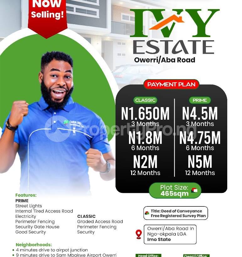 Land for sale Along Owerri Aba Road Ivy Estate Aba Road Ngo Okpala Lga Ngor-Okpala Imo