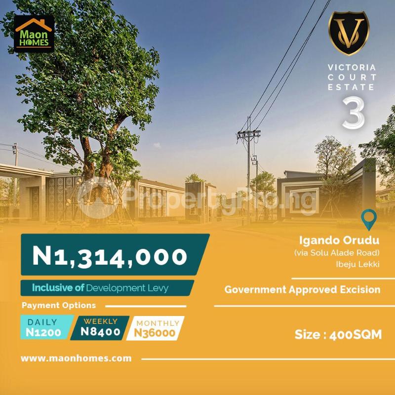 Land for sale Igando Orudu Eleko(via Solu Alade Road) Ibeju Lekki, Lagos Eleko Ibeju-Lekki Lagos
