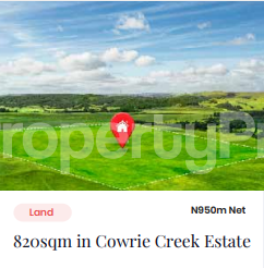 Land for sale Cowie Creek Estate On Lekki Expressway Lekki Lagos Along Lekki Expressway Lekki Lagos