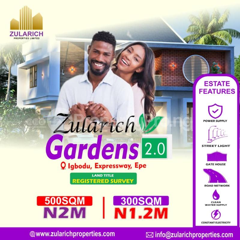 Land for sale Zularich Gardens Estate Igbodu Security Base Epe Lagos - 0