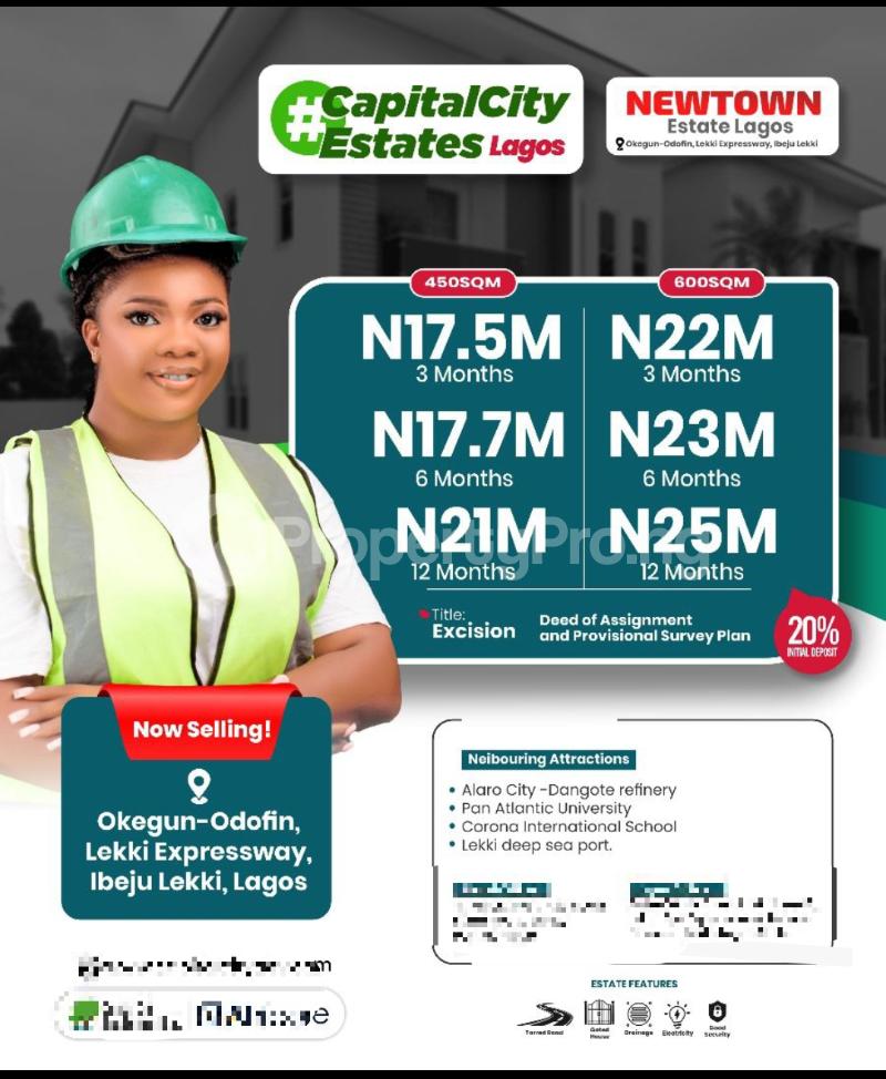 Land for sale Okegun Odofin/ New Town Estate/lekki Expressway, Corona Int School Ibeju-Lekki Lagos