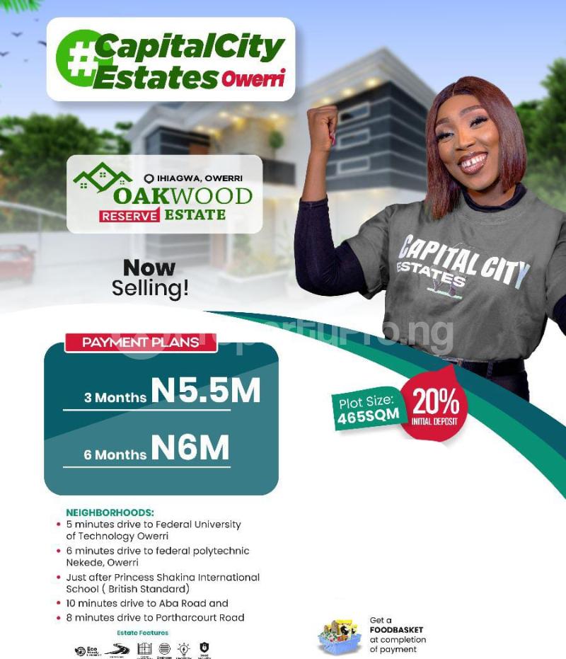 Land for sale Ihiagwa, Owerri West Local Government Area, Oakwood Reserve Estate Owerri Imo