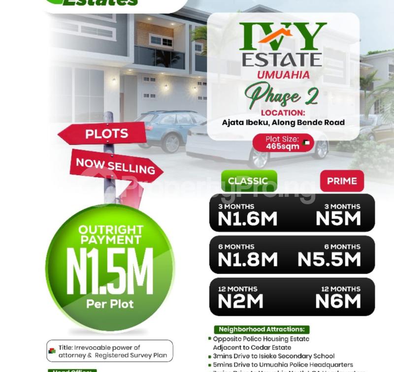 Land for sale Ajata Ibeku,off Bende Road/ Ivy Estate Umuahia Bende Abia