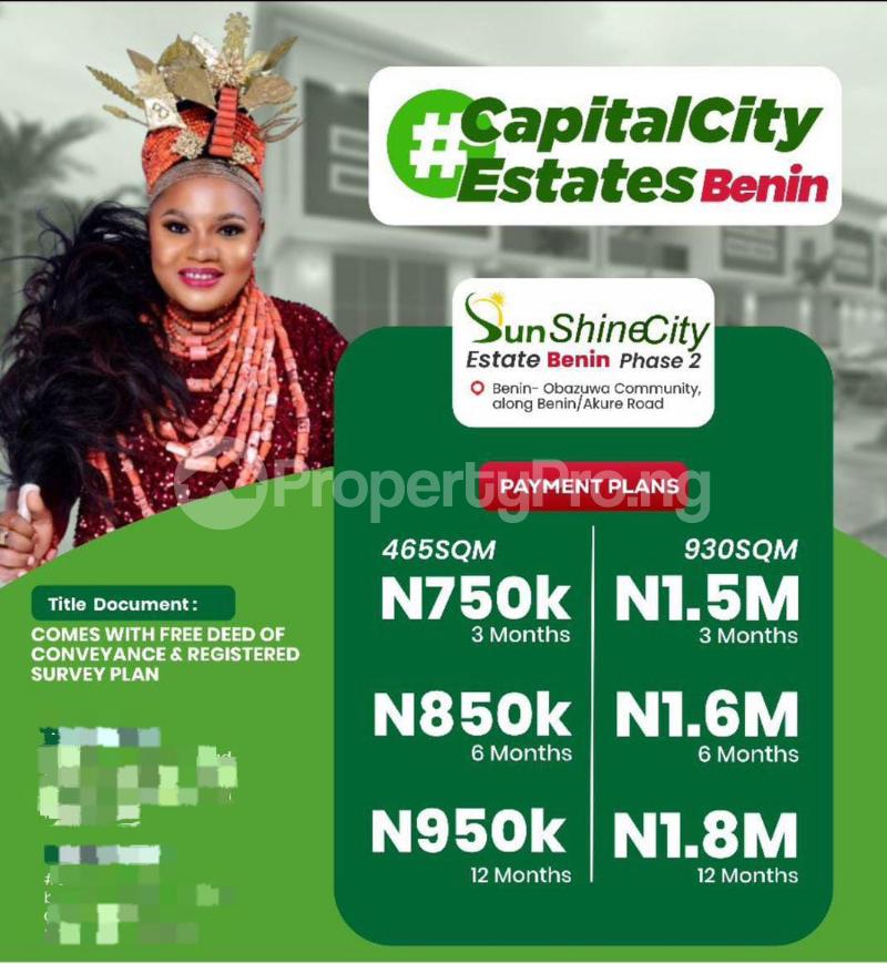 Land for sale Obazuwa 2 Community,sunshine City Estate,15 Minute Drive From Uniben Gate Ugbowo Central Edo