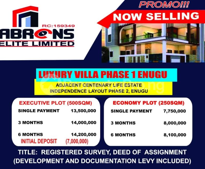 Land for sale Adjacent Centinery Life Estate/ Elite Luxury Villa Estate Phase 1/ Independence Layout Phase 2 Enugu Enugu