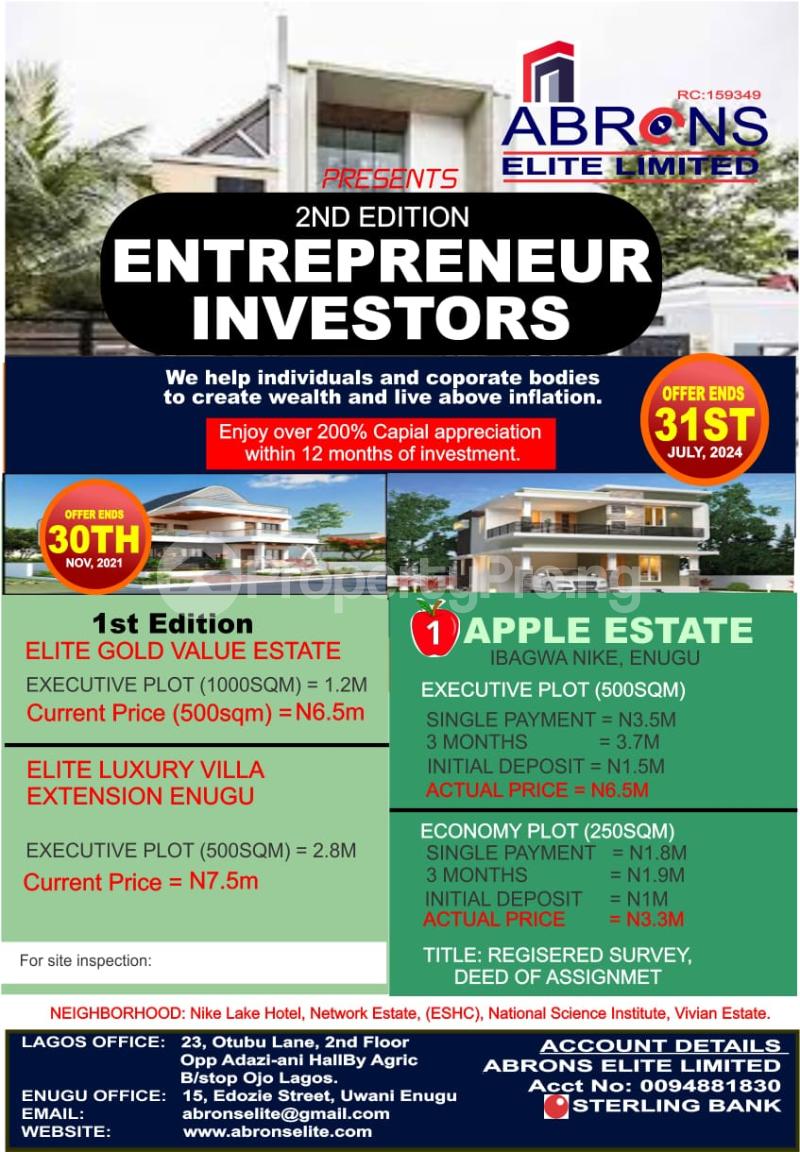 Land for sale Ibagwa Nike/ Apple Estate/ Vyvian Estate Nike Enugu Enugu