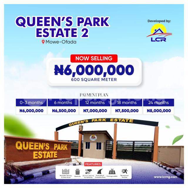 Land for sale Ofada /queens Homes Estate Mowe Obafemi Owode Ogun