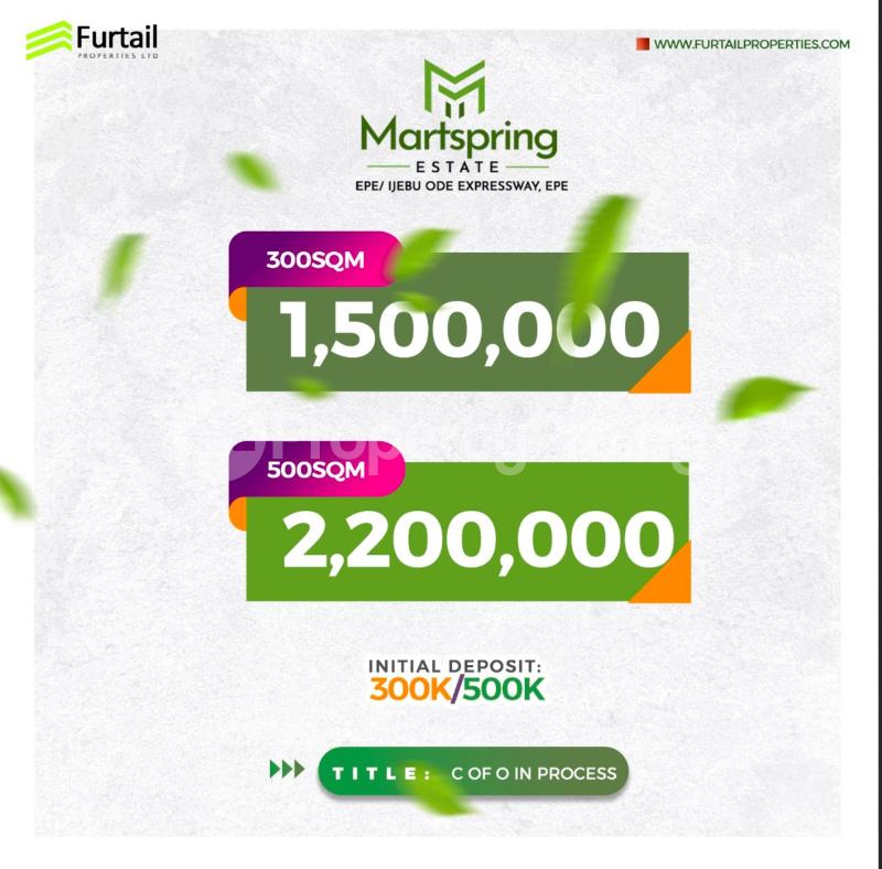 Land for sale Ijebu Ode Expressway/ Ijebu Tollgate Martspring Estate Epe Lagos