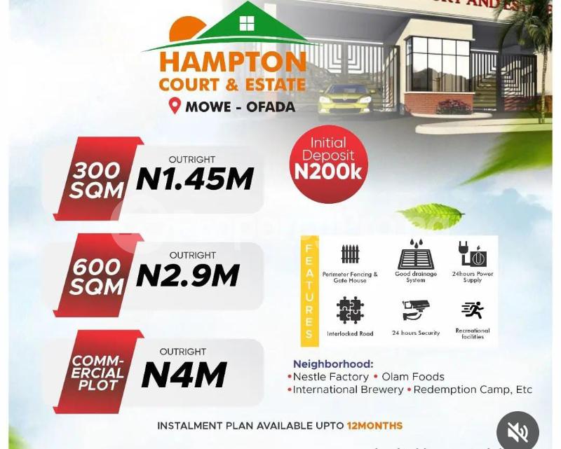 Land for sale Mowe Ofada, Redemption Camp, Hampton Court And Estate Obafemi Owode Ogun