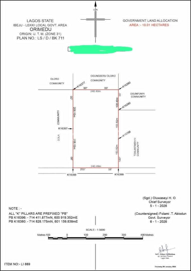 Land for sale Orimedu Ibeju-Lekki Lagos