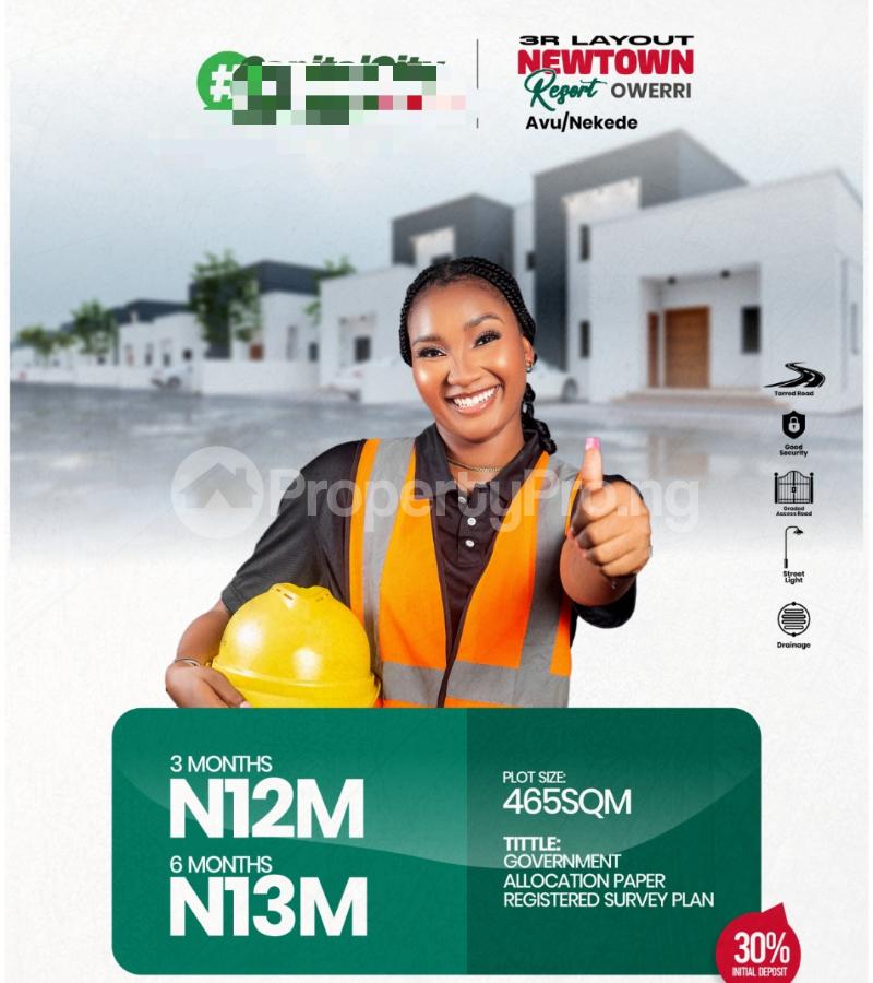 Land for sale Avu/ Newtown Resort Estate/ Nekede, Owerri Imo - 0