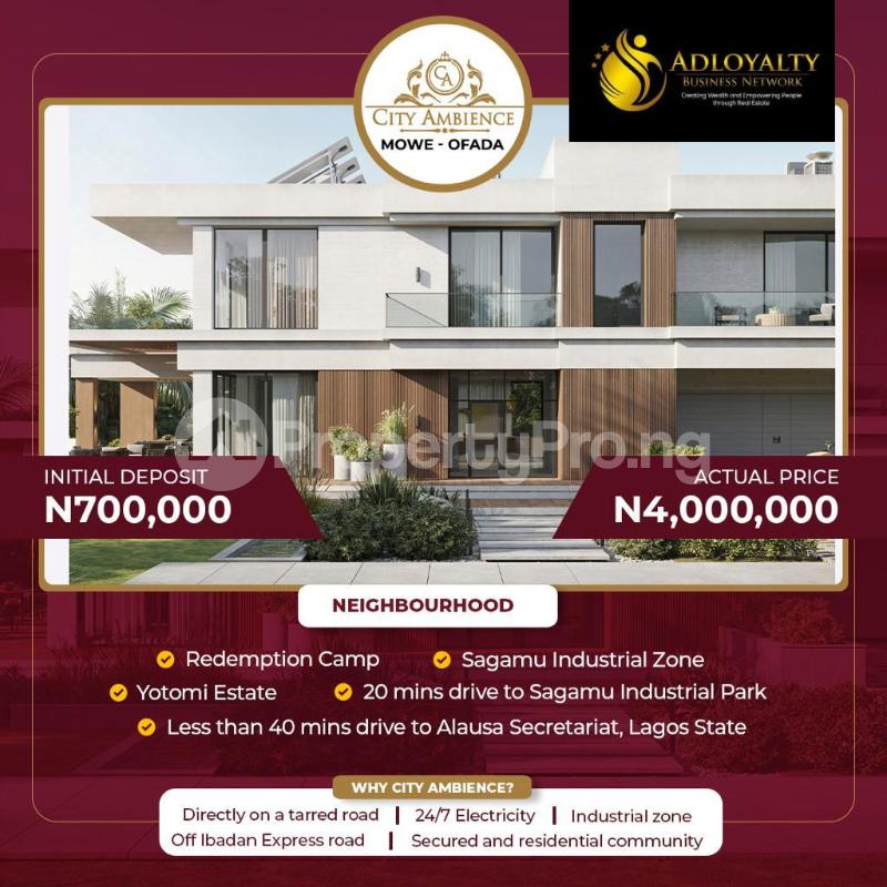 Land for sale Mowe Ofada City Ambience Redemption Camp Lagos Ibadan Expressway /sagamu Industrial Zone Obafemi Owode Ogun