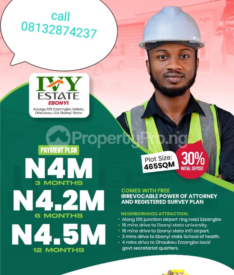 Land for sale Ishielu Ezzangbo Ohaukwu Lga/ Ivy Estate / Right Along The 135 Junction Airport Ring Road. Ishielu Ebonyi