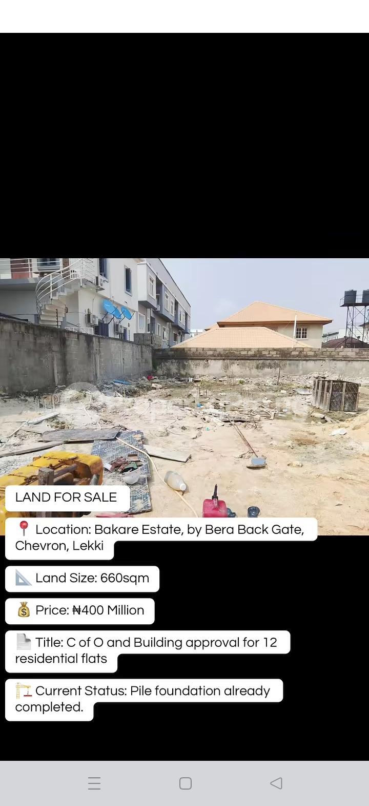 Land for sale Bakare Estate Chevron Lekki Lagos