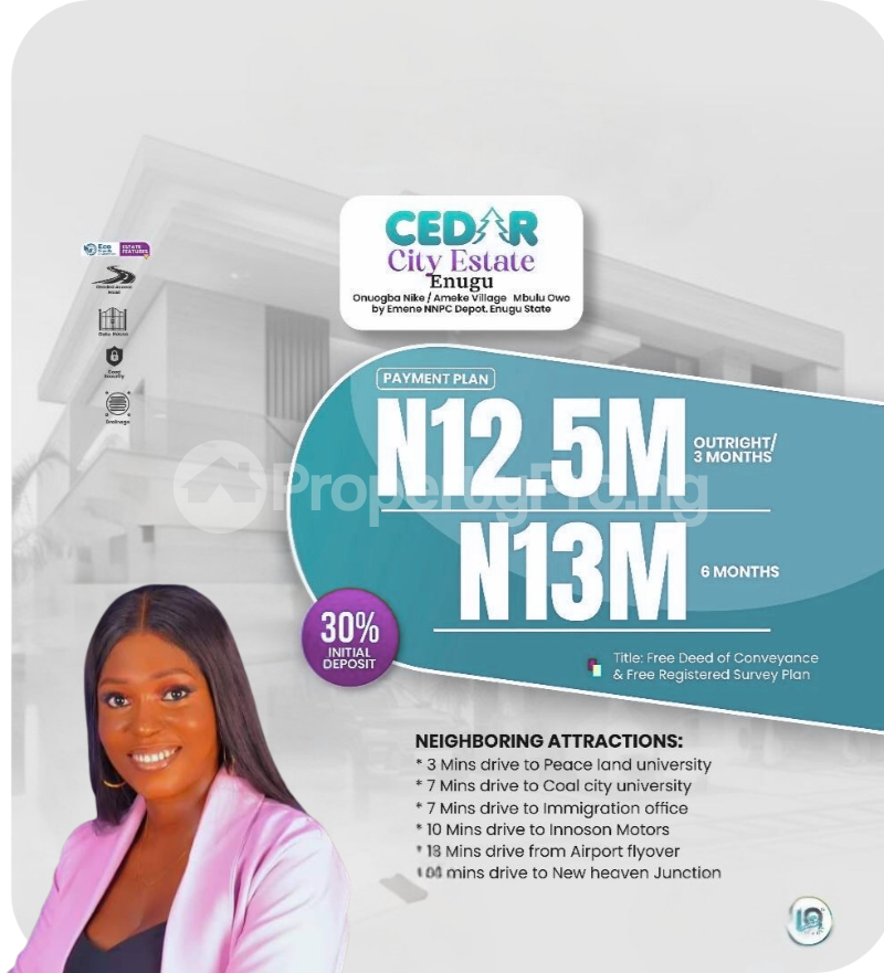 Land for sale Onuogba Nike/ameke Village/ Cedar City Estate/mbulu Owo, By Emene Nnpc Depot, Enugu Enugu