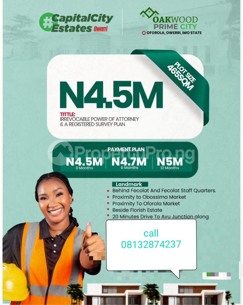 Land for sale Oforola/ Oakwood Prime Estate/ Owerri West, Owerri Imo