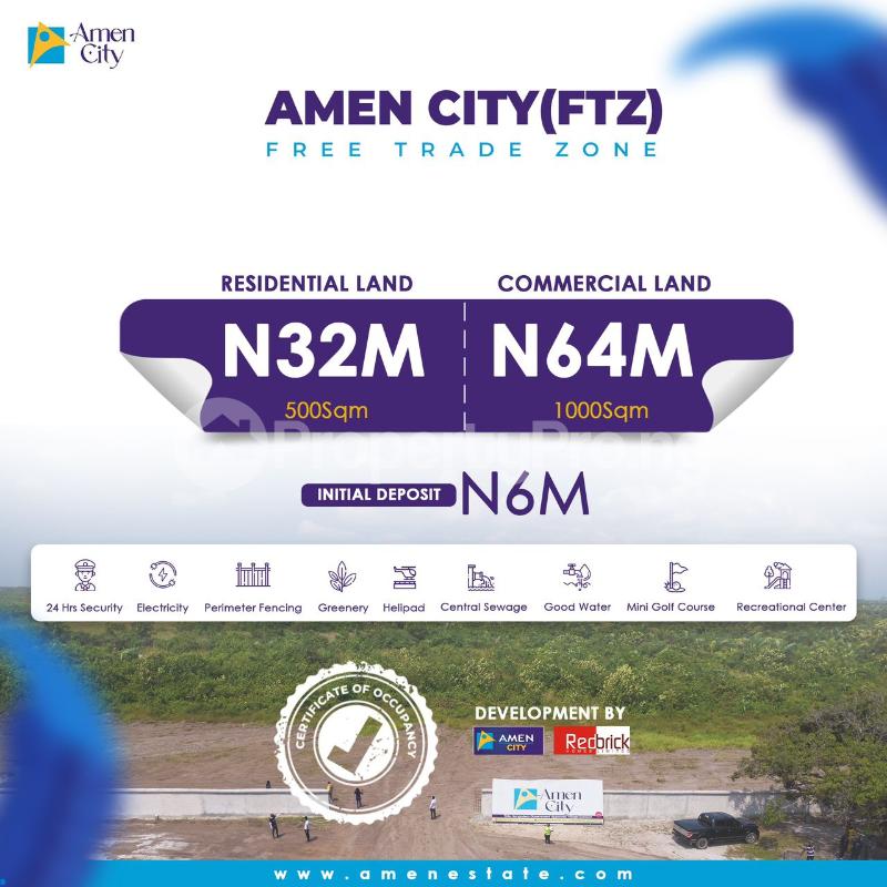 Land for sale Amen City Ftz/proposed International Airport Free Trade Zone Ibeju-Lekki Lagos