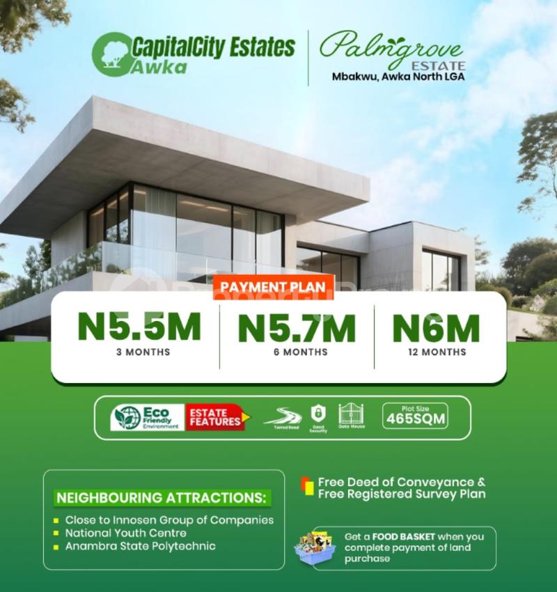 Land for sale Mgbakwu/ Palm Groove Unique Estate/ 3min From Innoson Group Of Company Awka North Anambra