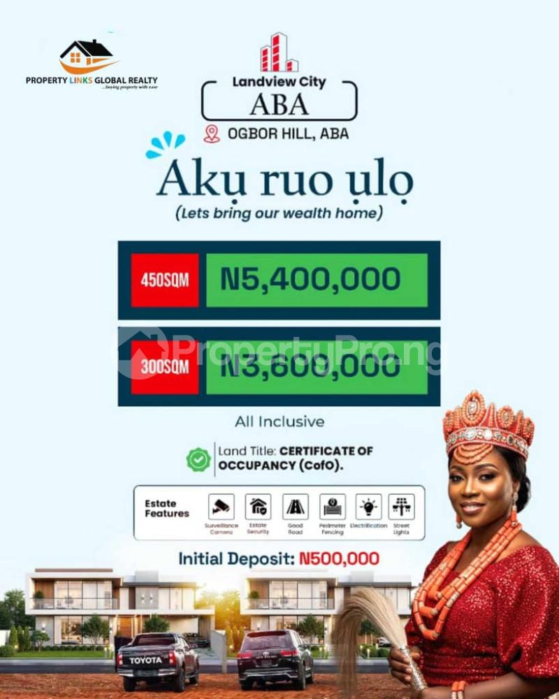 Land for sale Ogbor Hills National Institute Of Nigerian Languages ? Aba Ultra Modern Mechanic Village ? Magic Fm Aba Abia