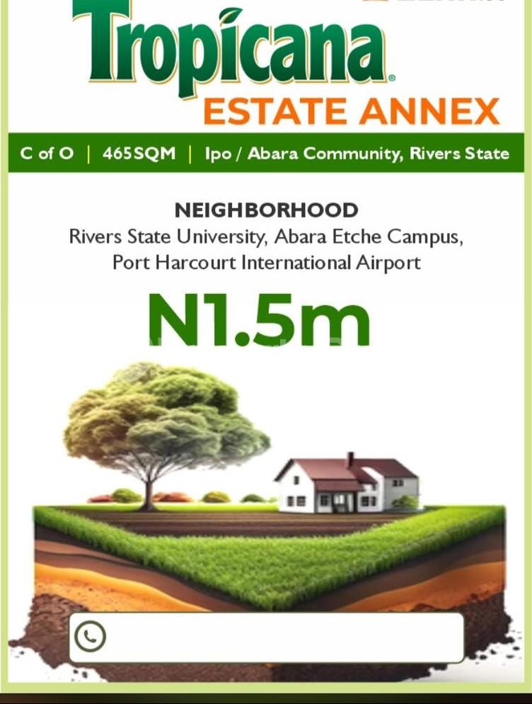 Land for sale Ipo/abara Community/ Tropicana Estate Annex Etche Rivers