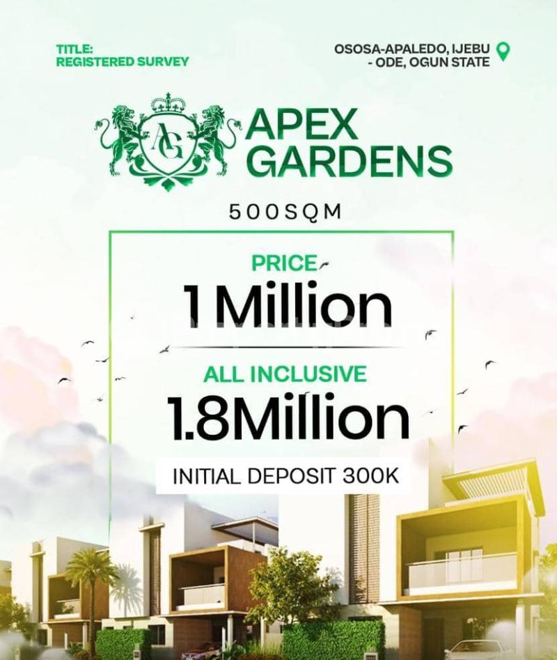 Land for sale Apex Gardens Estate Located At Off Itokin Ikorodu Road, Ijebu Ode Ijebu Ode Ogun