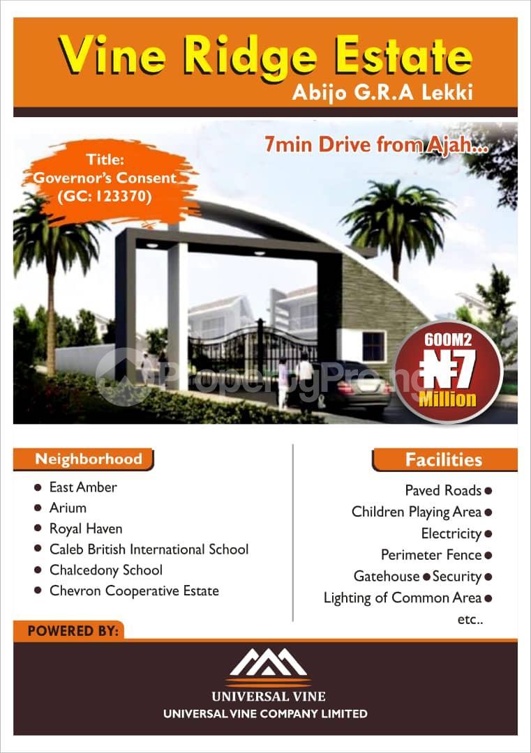 Land for sale *street/road:* The Vine Ridge Estate Abijo Gra Ajah Lagos Abijo Ajah Lagos