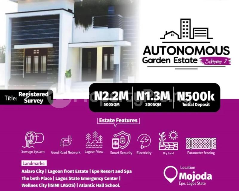 Land for sale Mojoda Epe/ Autonomous Garden Estate/ Close To The Lekki Proposed International Airport Epe Lagos