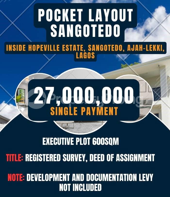 Land for sale Inside Hopeville Estate/ Pocket Layout Sangotedo Ajah Lagos