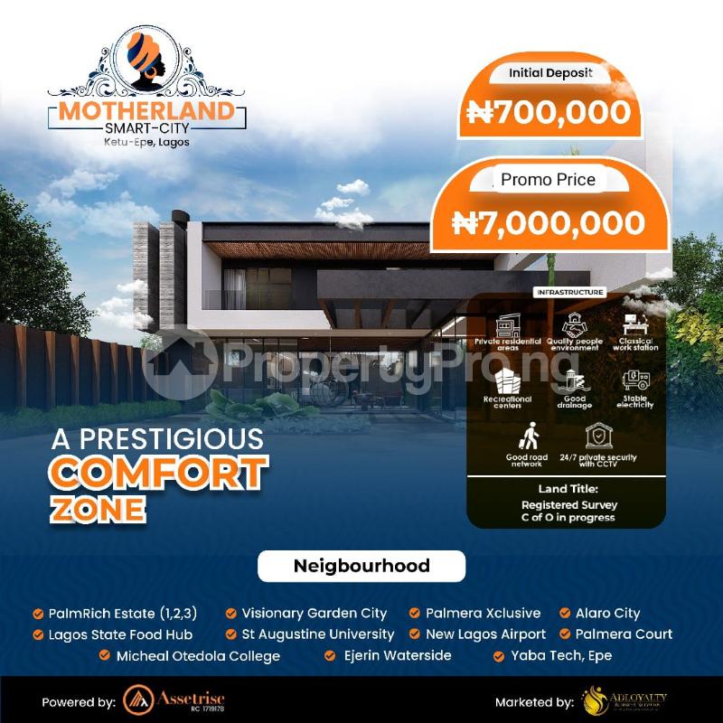 Land for sale Ketu Epe/ Motherland Smart City/ Lagos State Food Hub Epe Lagos