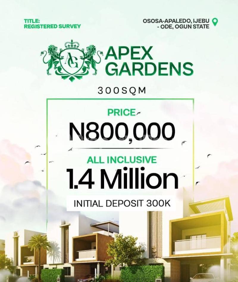 Land for sale Apex Garden Located At Osasa Apaledo, Ijebu Ode Ogun