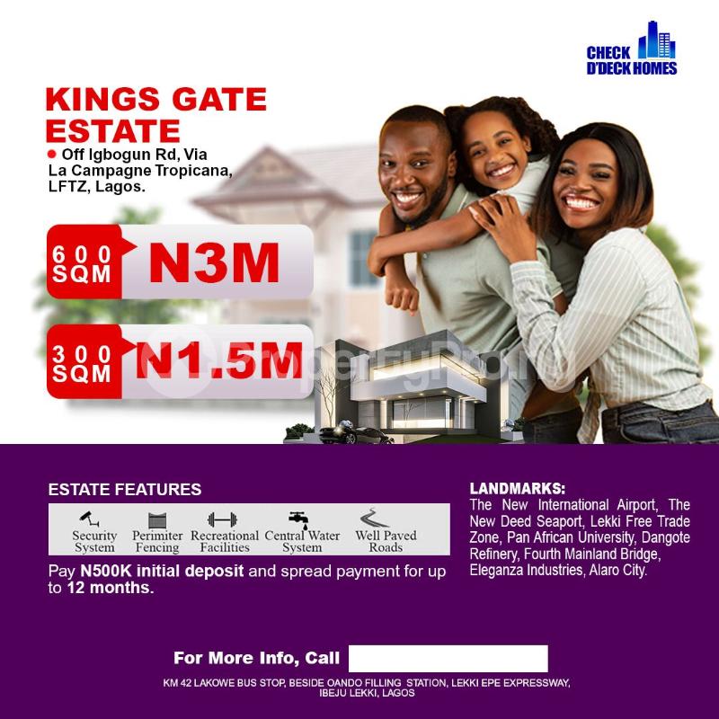 Land in LaCampaigne Tropicana IbejuLekki Lagos Land for sale in